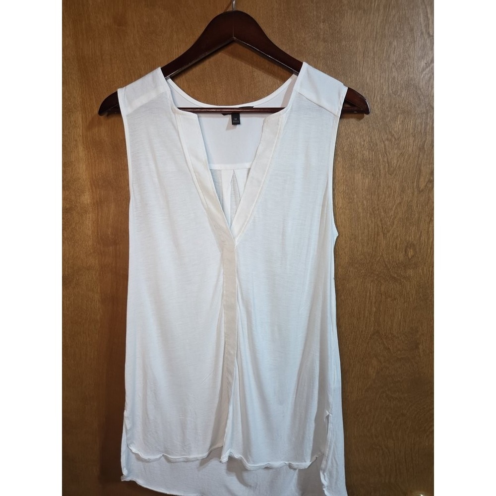 Banana Republic Tank Top Womens Medium White Sleeveless Split Neck Blouse Mixed
